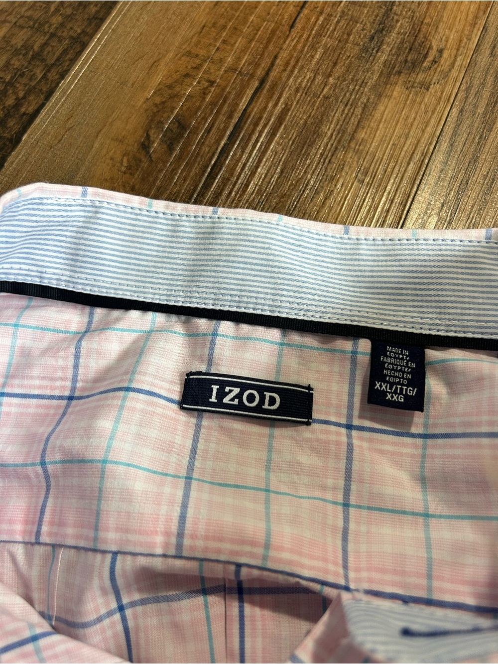 NWT IZOD Men’s Pink Plaid Button-Down Dress Shirt XXL - Picture 7 of 7